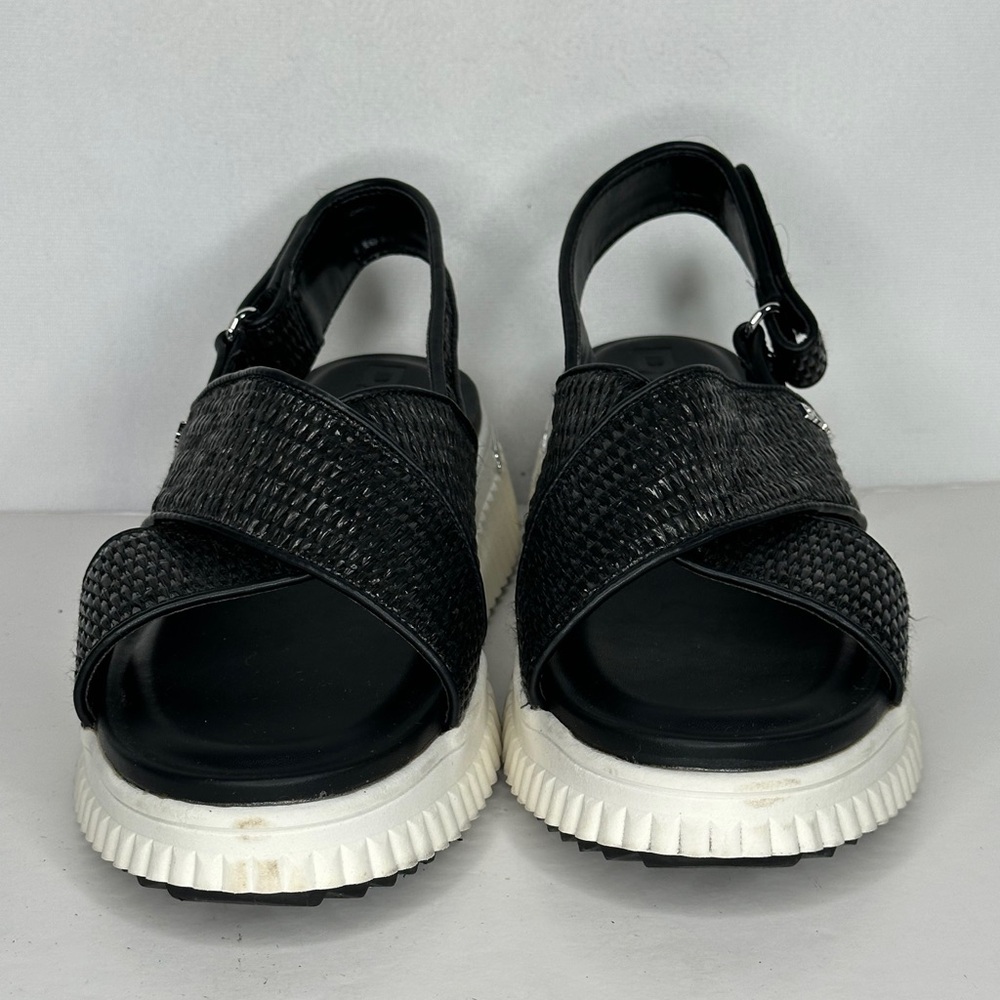 DKNY Malai Woven Crisscross Slingback Platform Sandal Black White Sz 8 1/2 - Picture 8 of 8